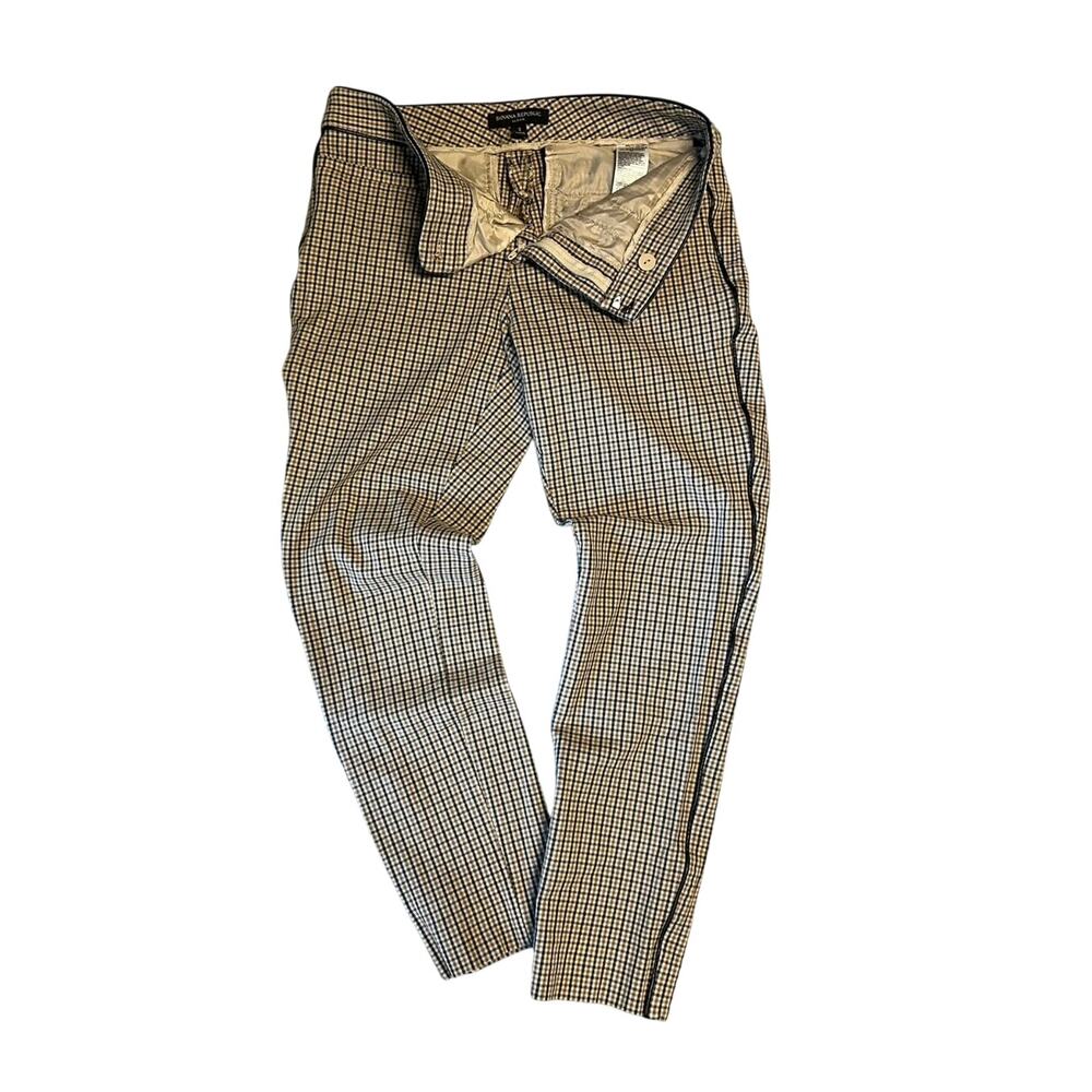 Size 2 Banana Republic Sloan plaid gingham beige brown above ankle pants